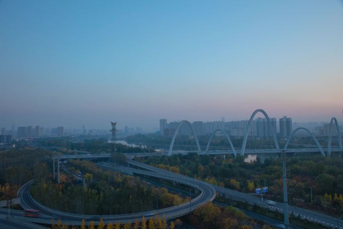 太原北中环桥日转夜延时摄影