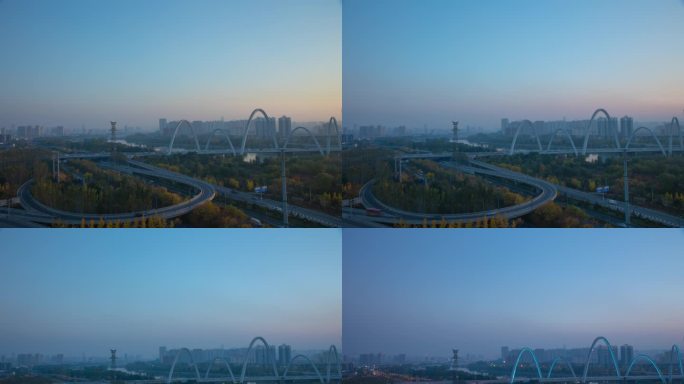 太原北中环桥日转夜延时摄影