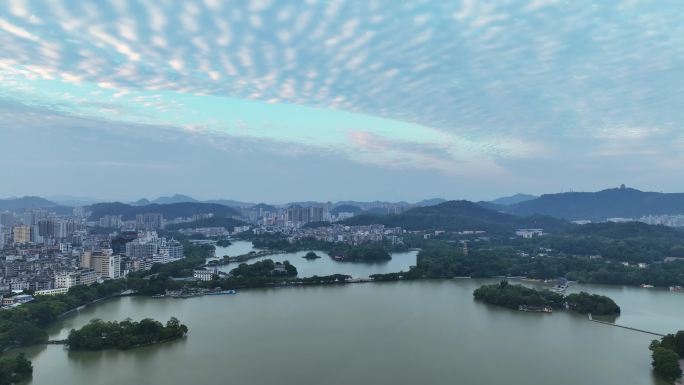 航拍广东惠州旅游地标5A级惠州西湖湖景