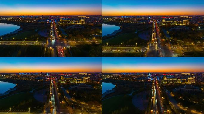 鄂尔多斯 康巴什夜景航拍延时