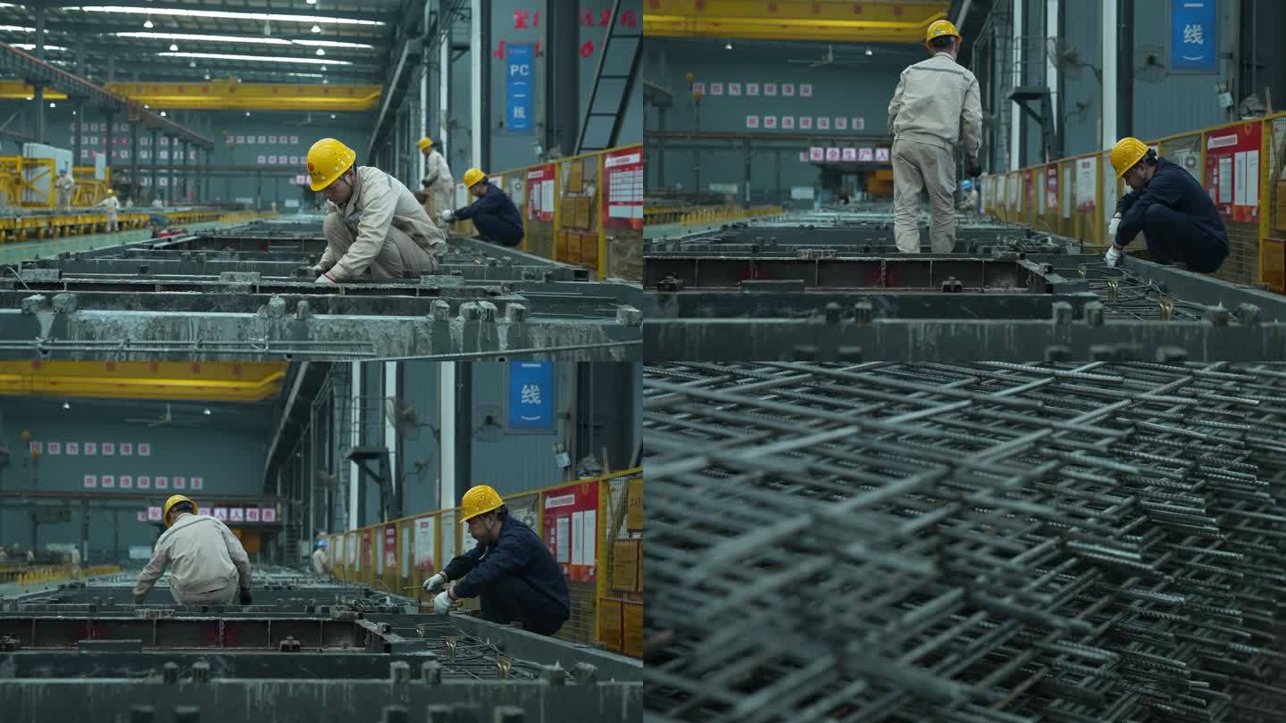 混泥土预制桥梁板厂生产 钢筋水泥 工人