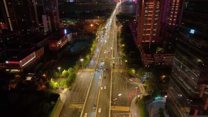 湖北武汉城市地标夜晚夜景风景风光素材航拍