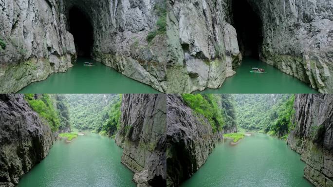 航拍河池天峨川洞河燕子湖