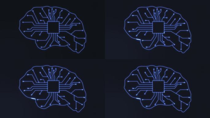 抽象的大脑动画形式的处理器与印刷导体-树突。