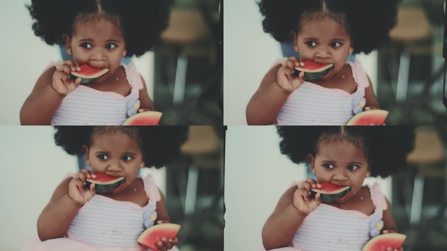 女婴吃西瓜热天