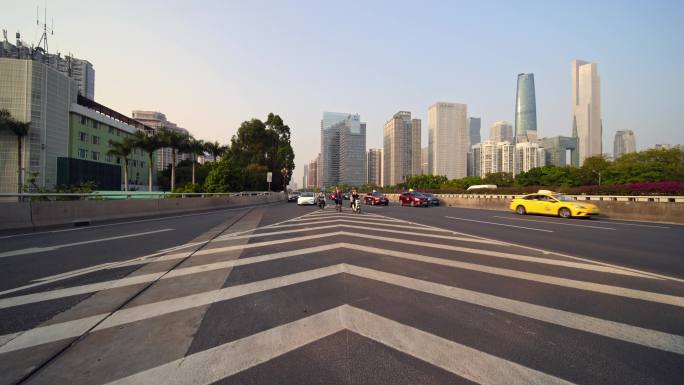 广州车流交通高帧率慢镜车辆缓慢行驶