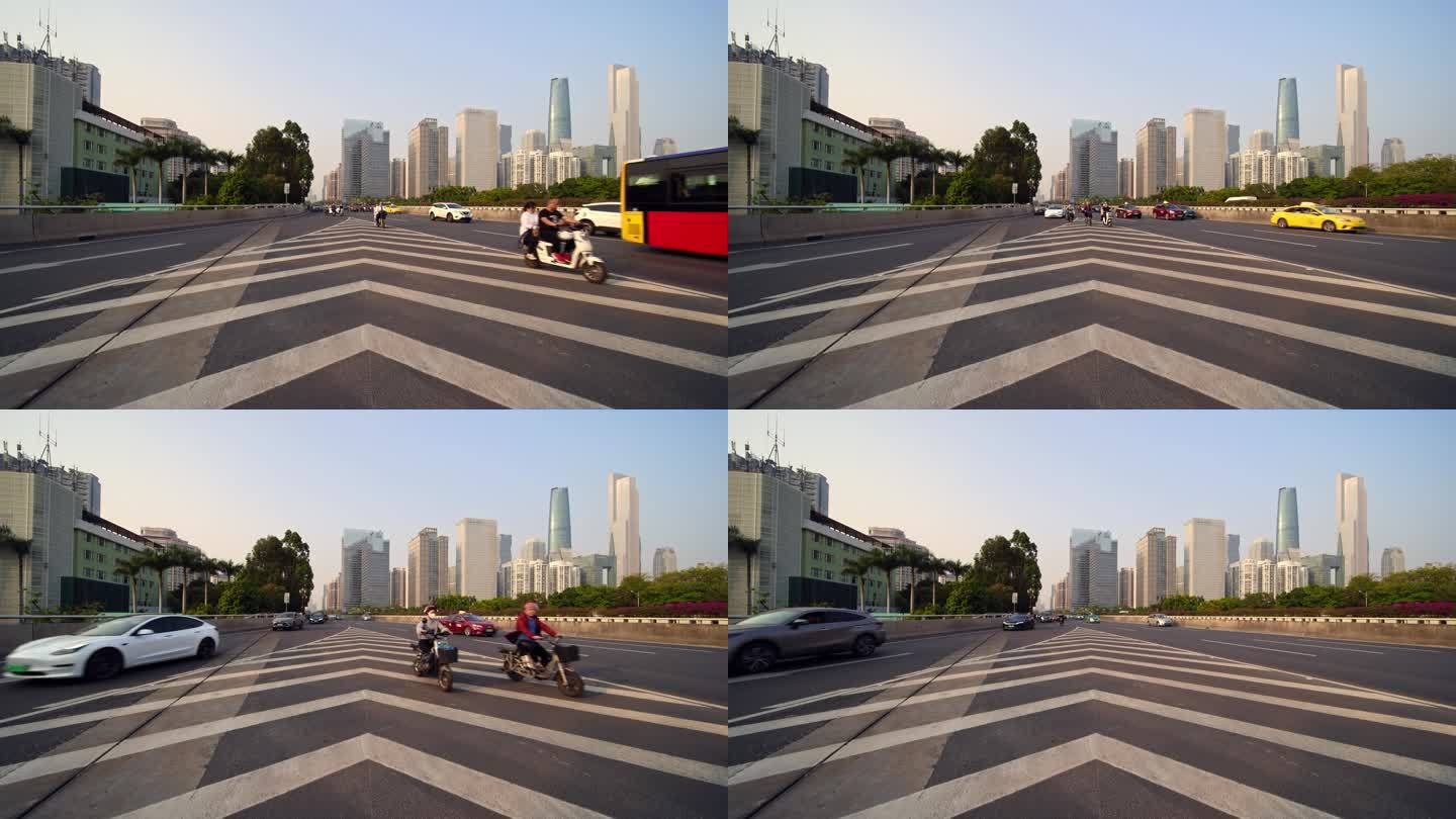 广州车流交通高帧率慢镜车辆缓慢行驶