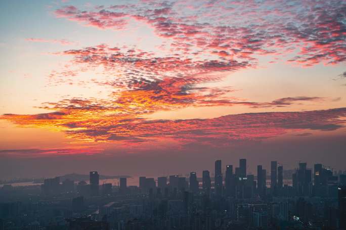 深圳前海城市晚霞风光