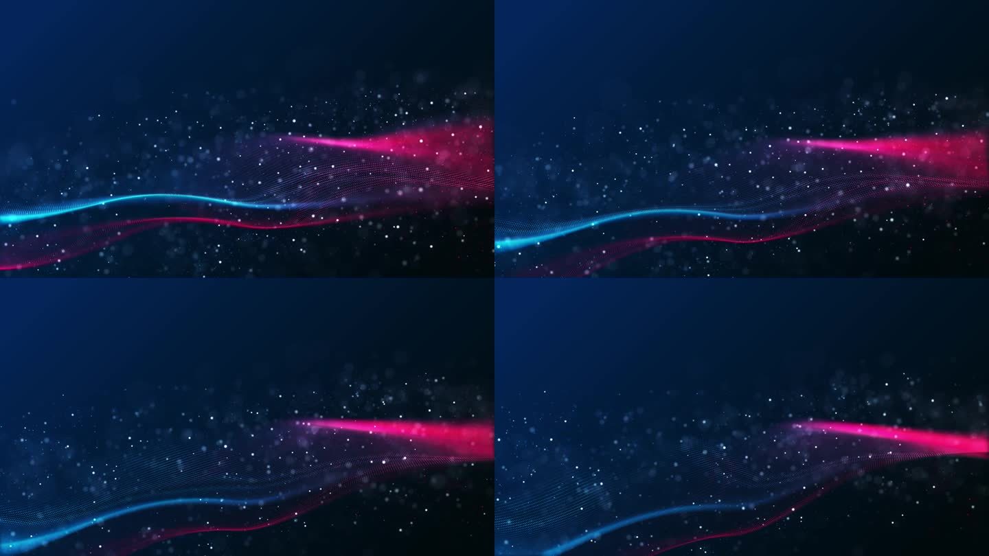 4k抽象粒子波散景背景-蓝色-美丽的闪光循环股票视频
