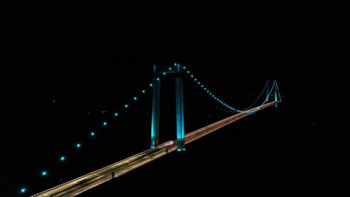 高速大桥，永仁大桥夜景灯光航拍。