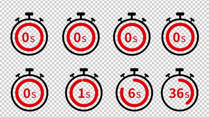 8款简洁秒表读秒动画（透明底）