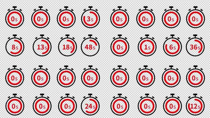 8款简洁秒表读秒动画（透明底）