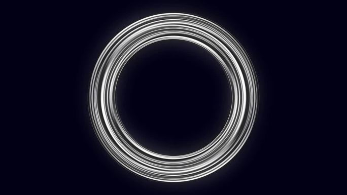 黑白相间的发光圈。能量洞，漩涡流。发光传送门，旋转。黑白背景。霓虹灯。