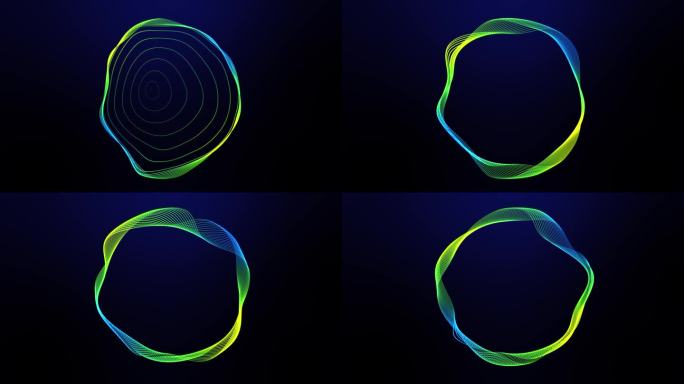 彩色圆圈在漩涡循环动画背景上扩大光谱纹理。音乐均衡器动画标志壁纸。