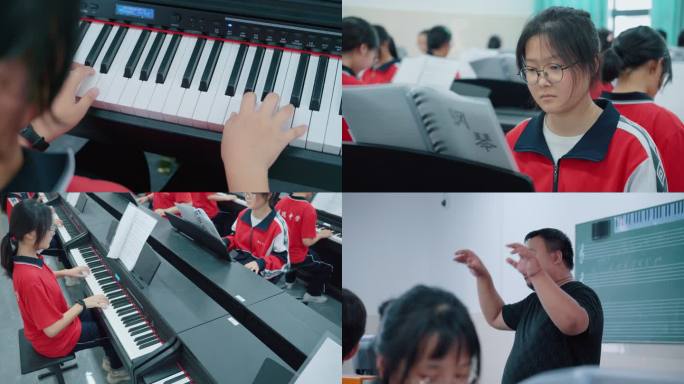 学校学生钢琴学习4k