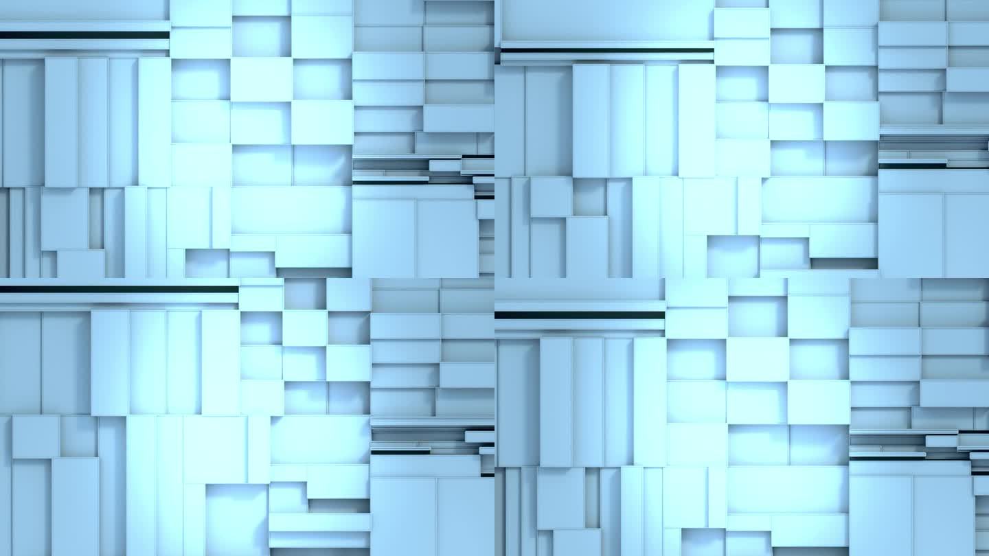 白色矩形的机械运动。3d渲染数字无缝循环动画4K