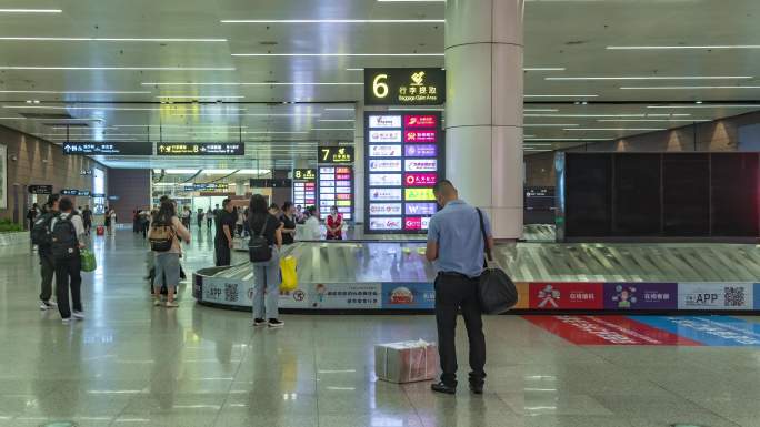 4K沈阳桃仙机场人流候机飞机贸易繁忙物流