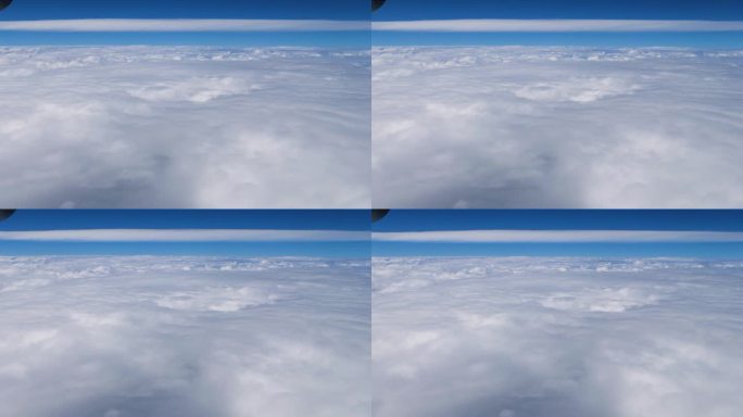 白云蓝天背景鸟瞰图，从飞机上的高角度拍摄，4k慢动作镜头。