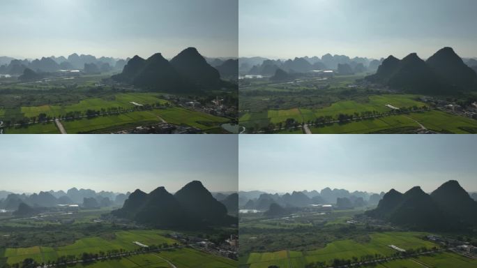 广东清远英德英西峰林峰林晓镇景区航拍