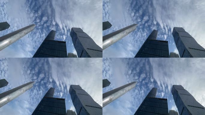 广州CBD建筑耸立入云延迟拍摄