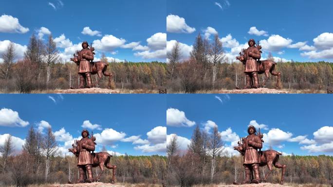 内蒙古鄂温克猎民雕塑