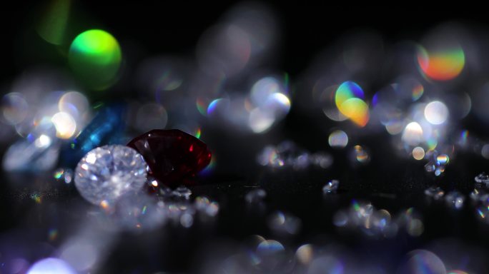 钻石珠宝首饰宝石璀璨朦胧晶莹剔透虚化光斑