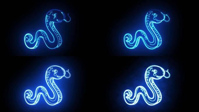 蛇描边发光logo