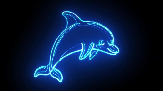 海豚轮廓线发光描边图案