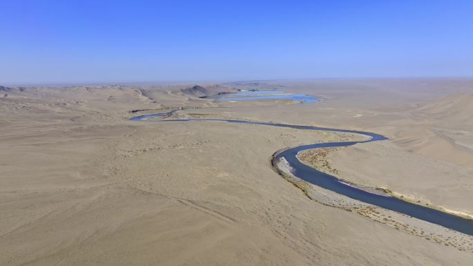 4k航拍河西走廊沙漠戈壁河流