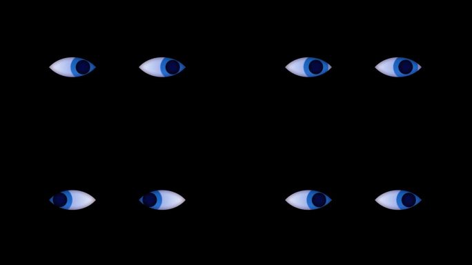 两只眼睛从一边看到另一边，在黑暗中直视，恐怖的风格。概念:万圣节，卡通，恐怖。人类疯狂的眼睛
