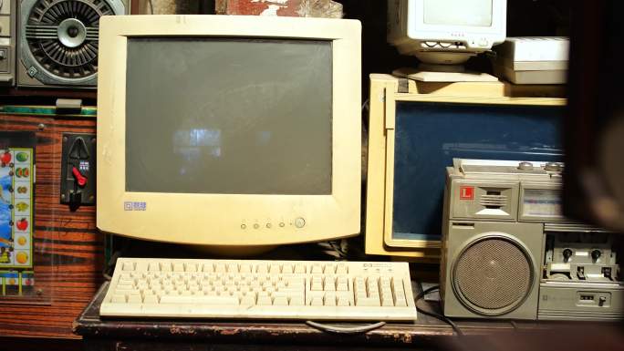 上世纪联想老式台式电脑4K实拍