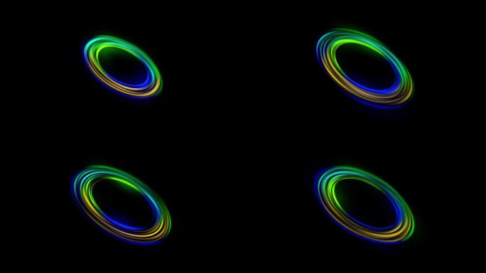 五颜六色的霓虹灯圆圈抽象的未来运动背景。循环动画。视频动画超高清4K 3840x2160。