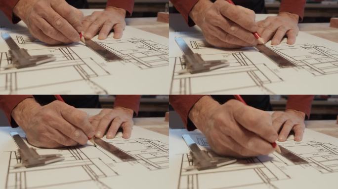木工制图新施工图外国男人画图纸