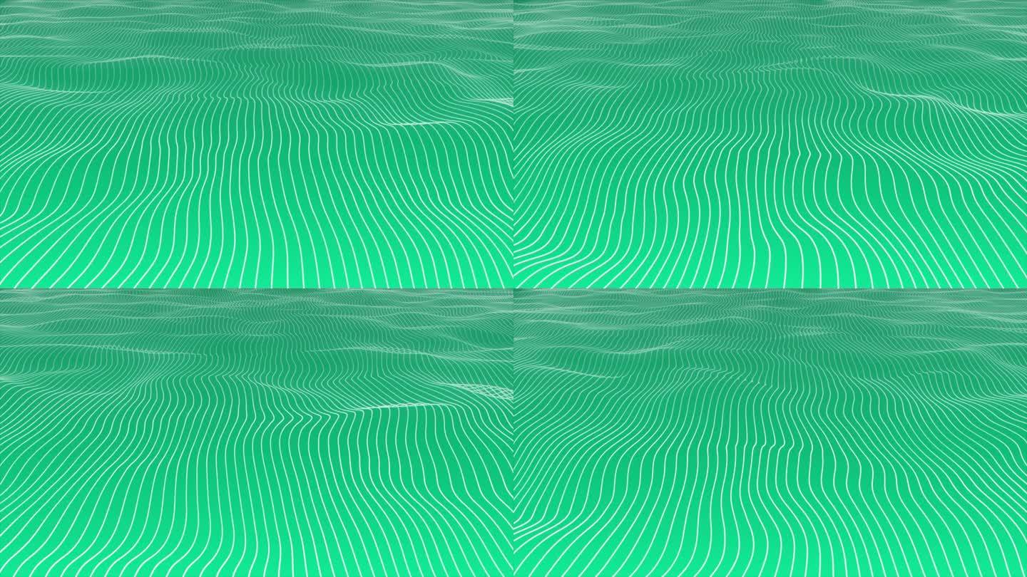 3D绿松石色慢动作在绿松石背景上波浪垂直条形线