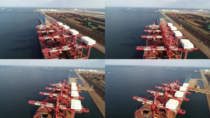天津港船舶港口停靠作业航拍