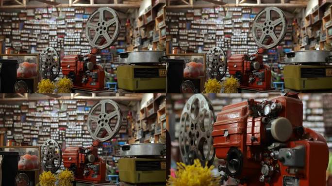 八九十年代老式电影胶片机4K实拍