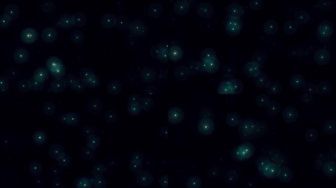 萤火虫粒子，圆点在圆散景球体背景，散焦在黑色背景，抽象假日火花，模糊发光粒子，能量和星系与闪闪发光的