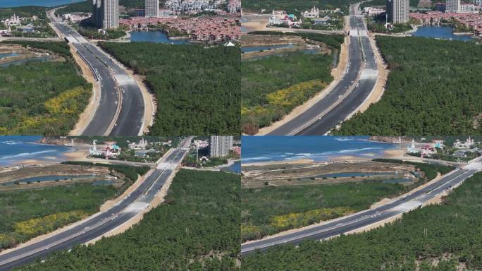 航拍荣乌高速G18公路威海张村段扩建施工