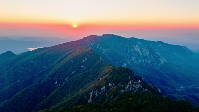 郑州中岳嵩山秋天日出航拍延时摄影