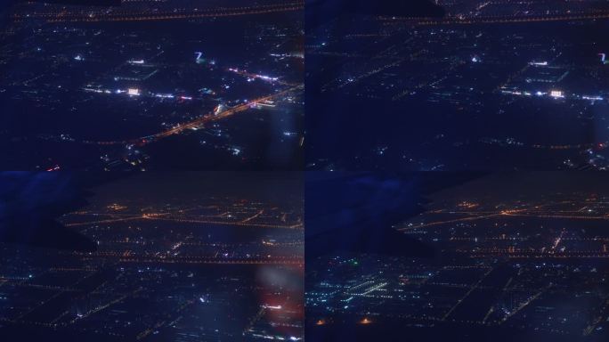 夜晚航班 夜景飞机 国航 天津 城市夜景