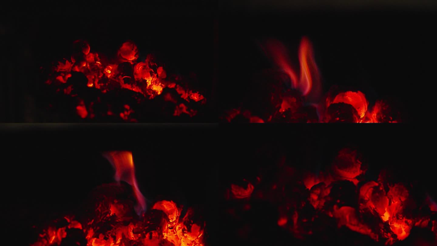 4K原创 木材燃烧 火焰 火红木炭 柴火