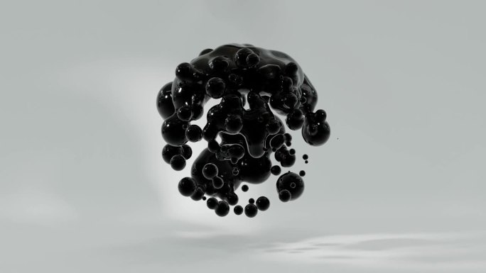 流体抽象的黑色球体与动画运动相融合