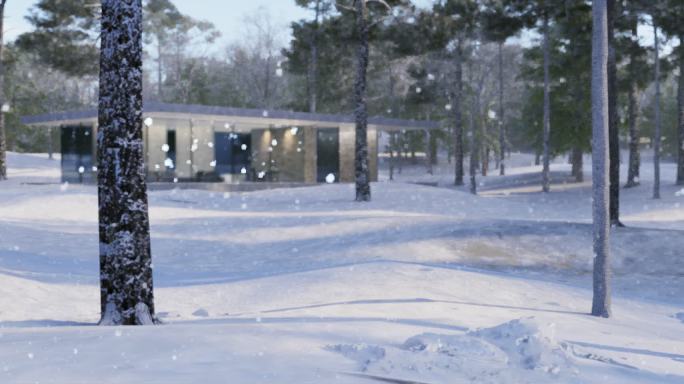 超宽屏视频素材森林雪景小屋