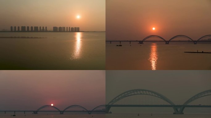 4k杭州下沙大桥日转夜延时