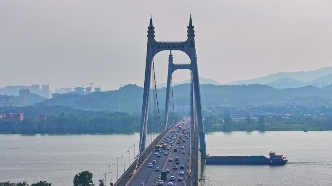 4k长沙湘江三汊矶大桥航拍