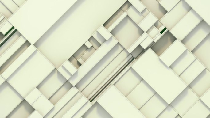 等距背景与白色矩形形状在水平和垂直平面上移动。数字无缝循环动画。3d渲染4K