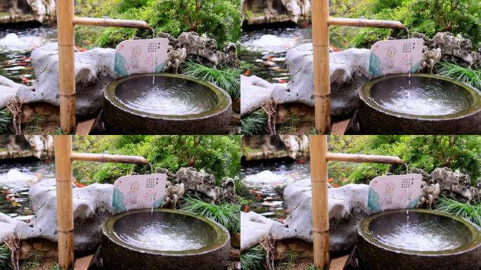 杭州径山寺洗手池唯美慢镜头