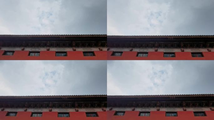 寺院红墙蓝天