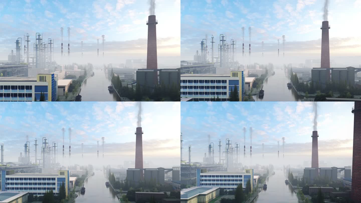 大气污染-水污染-污染三维3D场景