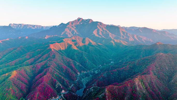 济源王屋山秋天日出晨曦航拍延时摄影